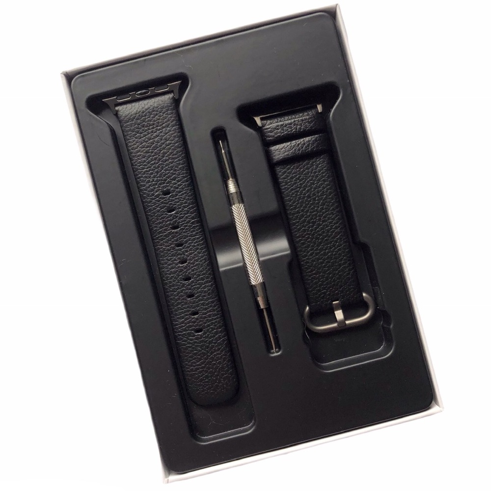 BLACK Leather Band Apple Watch 38/40/41mm M Fullmosa NEW